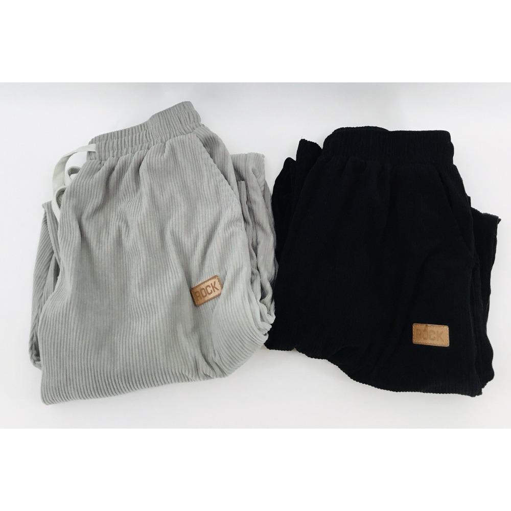 Lot 2 Corduroy Jogger Sweatpants ROCK Ribbed Lounge Wide Leg Drawstring